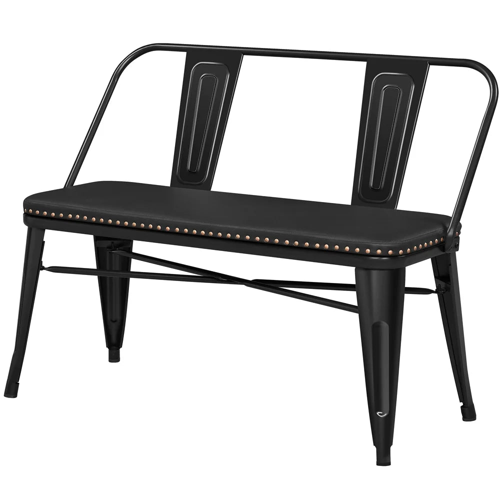 Yaheetech Industrial Metal Dining Bench with Upholstered Seat,Black - image 4