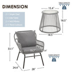 3-Piece Patio Conversation Bistro Set, Outdoor Rattan Furniture Set with Glass Table & 2 Wide Armchairs, Seat Cushions - image 26