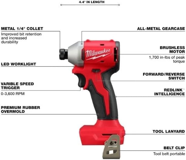 Milwaukee Tool M18™ Compact Brushless 1/4" Hex Impact Driver - image 2