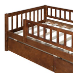 Holaki Twin Size Wood Bed with Guardrails and 2 Storage Drawers for Kids, Gray - image 21