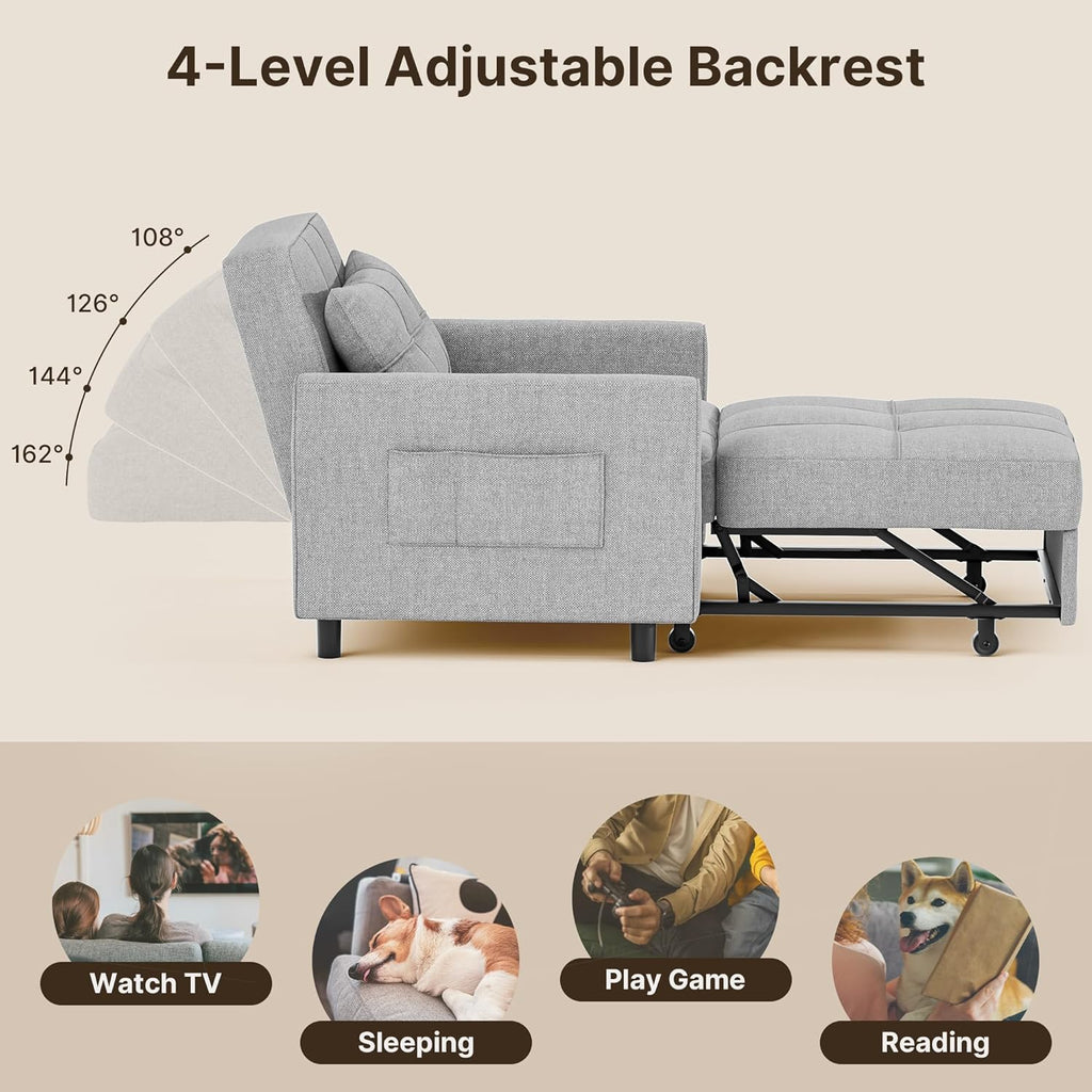 Sofa Bed Chair 3 in 1 Convertible Pullout Single Sleeper Chair Bed Spacious Multifunctional Sofa - image 36