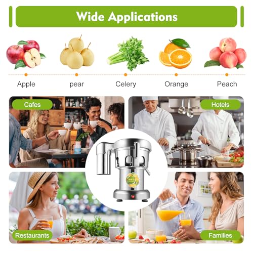 Commercial Juice Extractor, 370W 110V Electric Stainless Steel Juicer for Fruit Vegetable Heavy Duty Centrifugal Juicer Machine Juice & Residue Separated Low Noise: Home & Kitchen - image 8