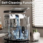 Nugget Ice Makers Countertop, Pebble Ice Machine with Chewable Pellet Ice, 34Lbs/24H, Self-Cleaning, Sonic Ice, One-Click Operation, for Kitchen,Office Stainless Steel Black - image 7