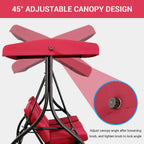 Pirecart 3 Person Patio Porch Swing Outdoor Converting Swing Glider Hammock with Adjustable Canopy, Cushions, Red - image 11