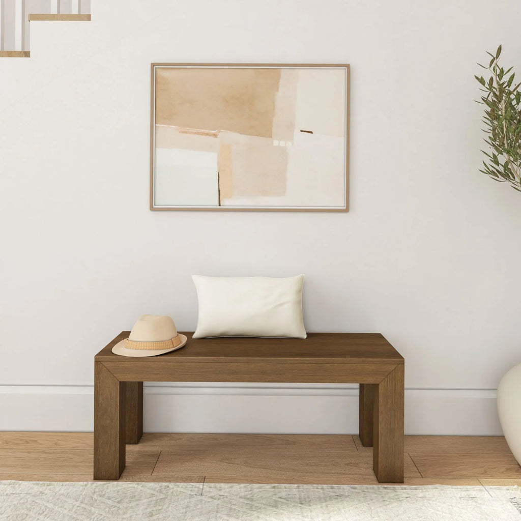 Plank+Beam Modern Dining Bench, Solid Wood Bench for Dining Table, 49", Blonde Wirebrush - image 14