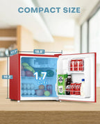 Upstreman 1.7 Cu.ft Mini Fridge with Freezer, Dorm Essentials, Adjustable Thermostat, Energy Saving, Low Noise, Single Door Compact Refrigerator for Dorm, Office, Bedroom, Red-FR17 - image 2