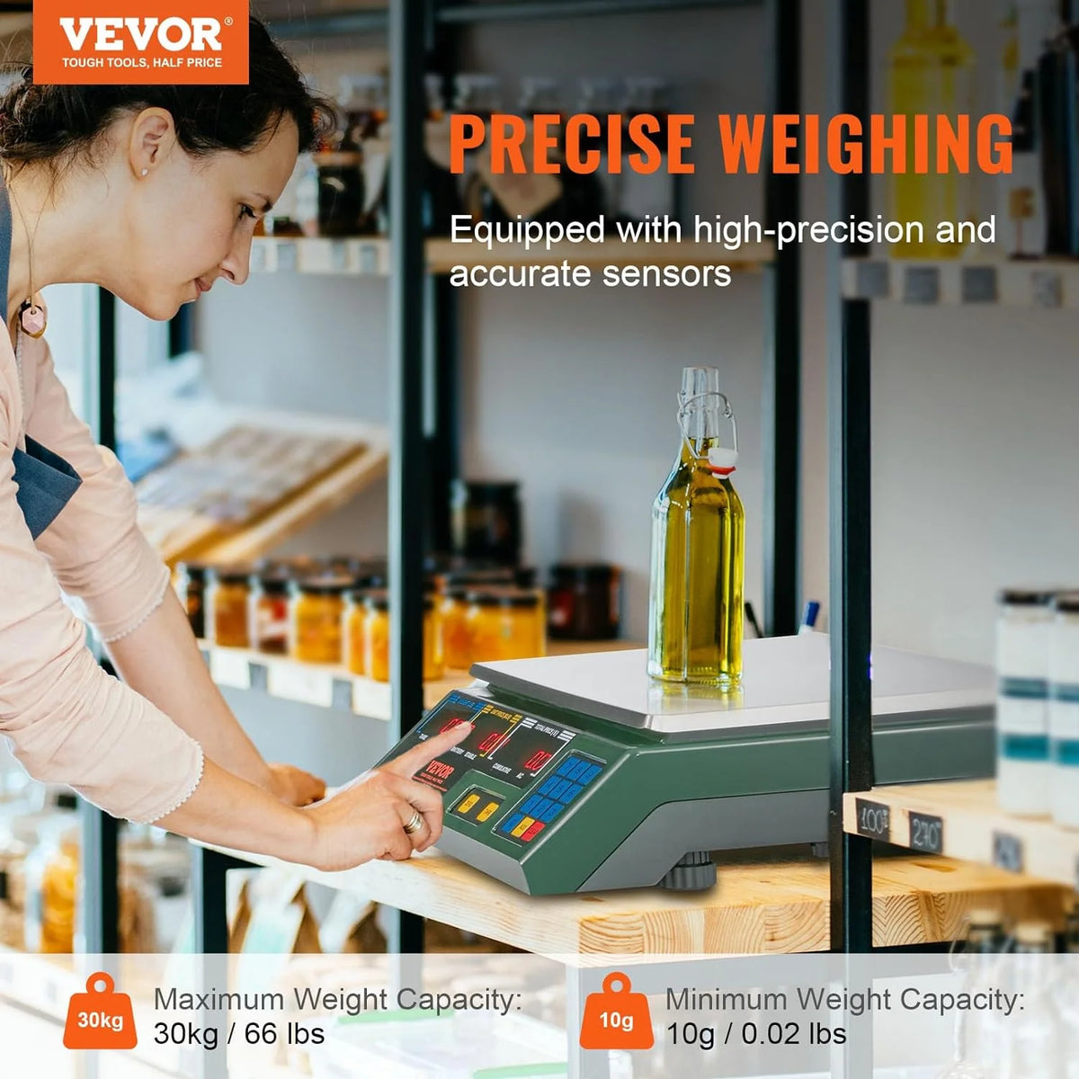 Electronic Price Computing Scale, 66 LB Digital Deli Weight Scales, LED Digital Commercial Food Fruit Meat Produce Counting Weight, for Retail Outlet Store, Kitchen, Restaurant Market, Farmer - image 2