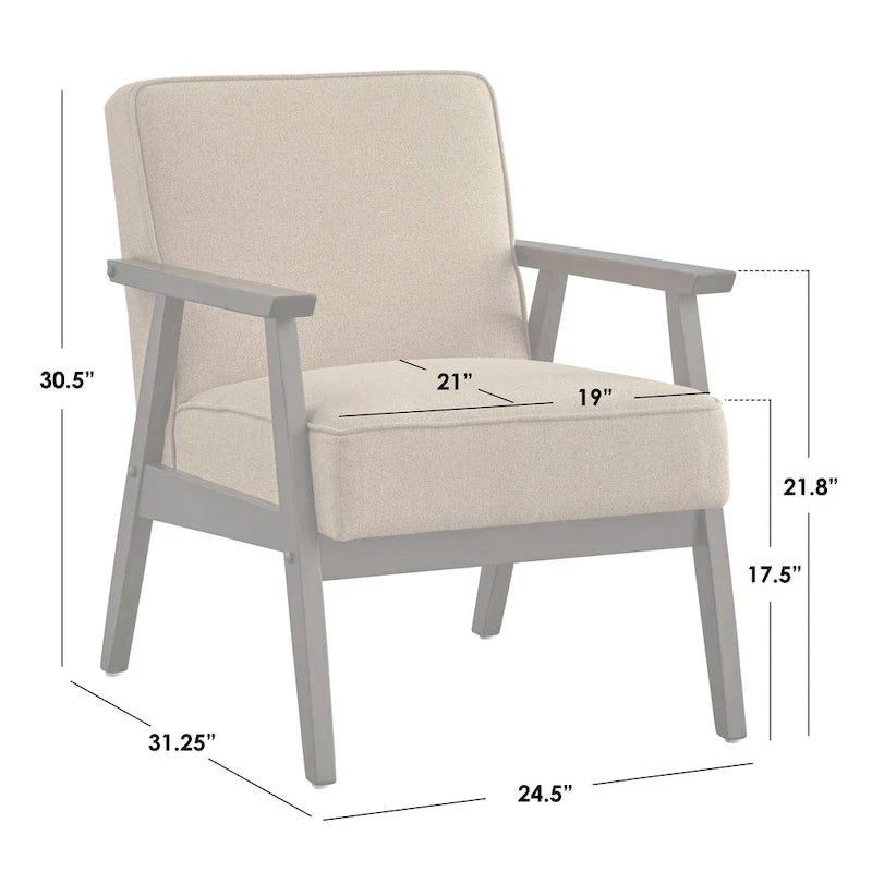 Mid Century Accent Lounge Chair with Cushioned Seat and Wooden Frame - image 24