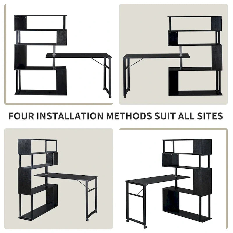 Modern Computer Desk with 5-Tier Shelves – Space-Saving Rotatable Workstation - image 7