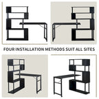 Modern Computer Desk with 5-Tier Shelves – Space-Saving Rotatable Workstation - image 7