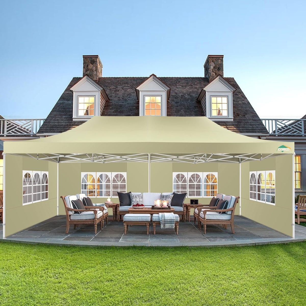 COBIZI 10x20 Heavy Duty Pop up Canopy Tent with 6 sidewalls Easy Up Commercial Outdoor Canopy Wedding Party Tents for Parties All Season Wind & Waterproof Gazebo with Roller Bag,Black(Frame Thickened) - image 6