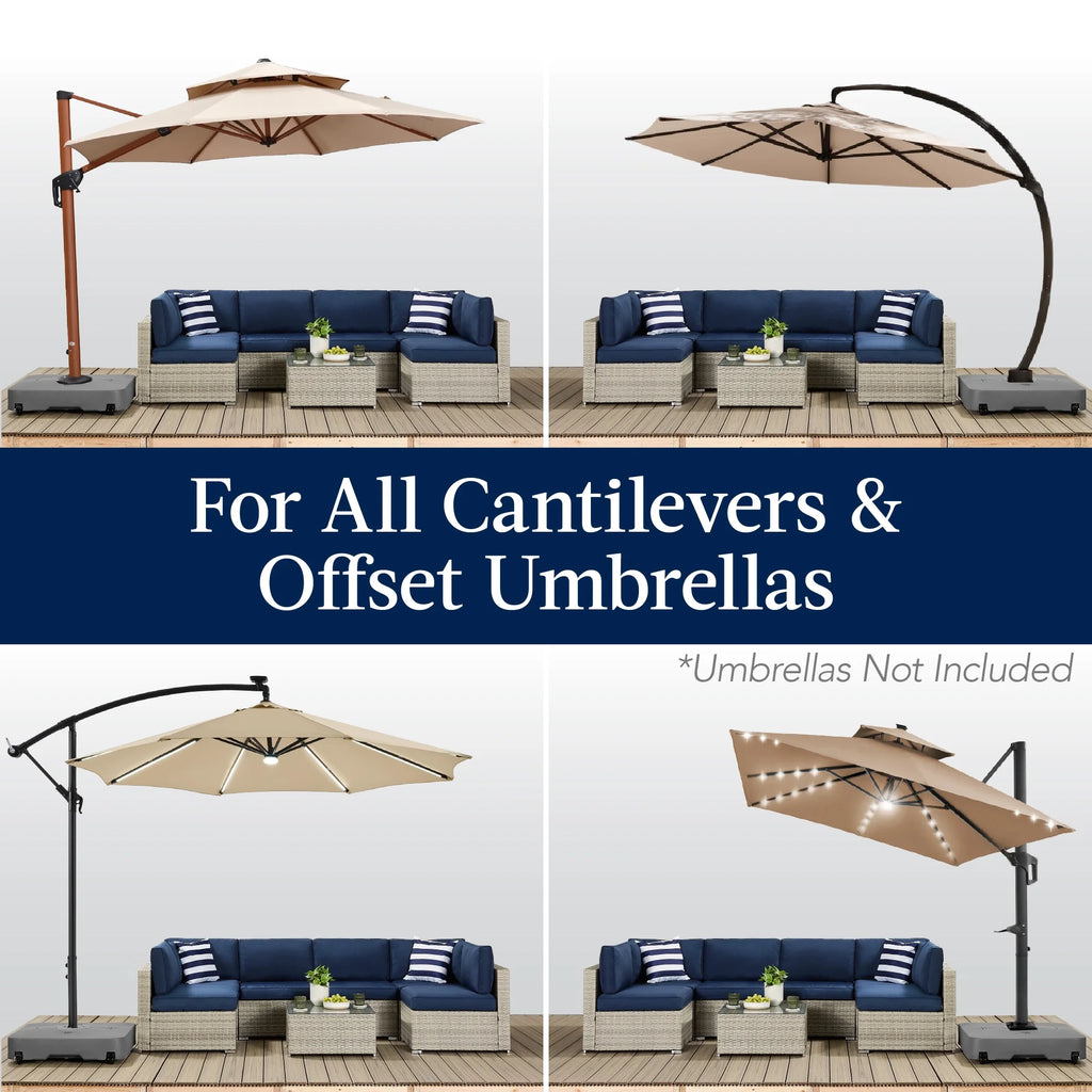 Best Choice Products Heavy-Duty Outdoor Cantilever Base Stand w/ Wheels, Locks, Fillable 330lb Capacity - Black - image 17