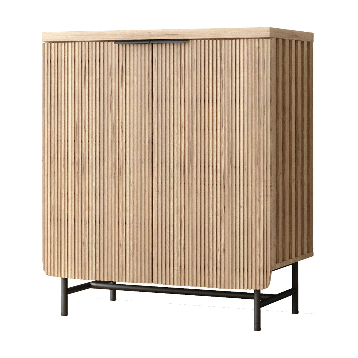 Vivvoo 30" Wood Nightstand Fluted Door Accent Cabinet - image 2
