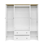 Freestanding 4-Door Wardrobe Armoire with 2 Drawers and Hanging Rods for Clothes Storage - image 7