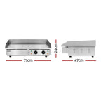 Devanti 73cm Commercial Electric Griddle BBQ Grill Plate 4400W Silver - image 2