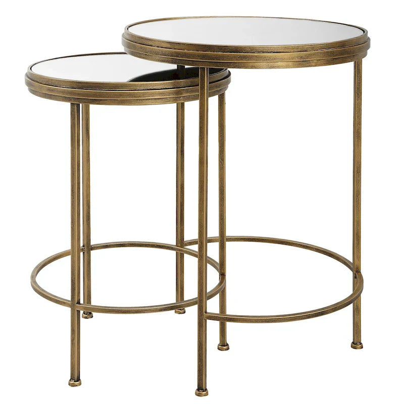 David Frisch Set of 2 Iron and Glass Nesting Tables by Porch & Den - image 2