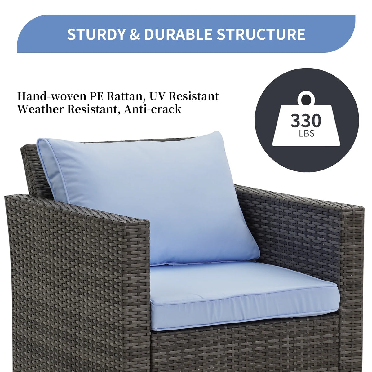 Ainfox 7 Pcs Outdoor Patio Furniture Sofa Set on Sale, Grey Rattan Grey Cushion - image 48