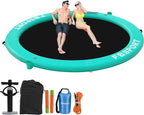 Inflatable Dock Floating Platform 8ft Inflatable Water Hammock Floating Deck for Lake W/Cupholder Round Floating Ring Float Ring Pool Float Raft Lounger Island Platform Pad - image 2