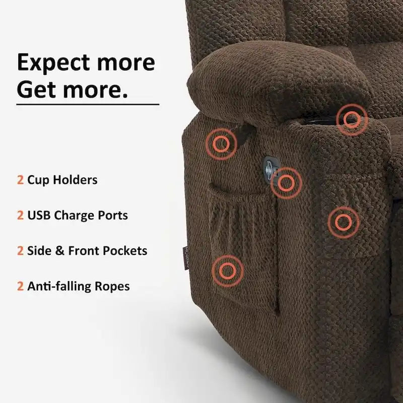 MCombo Power Loveseat Recliner, Electric Reclining Loveseat Sofa with Heat and Vibration, Cupholders, USB Charge Ports RS6314 - image 13