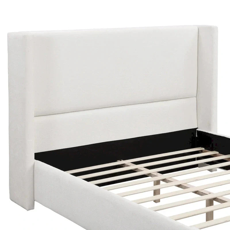Isabella Queen White Upholstered Bed with Tall Wingback Headboard by Christopher Knight Home - image 6