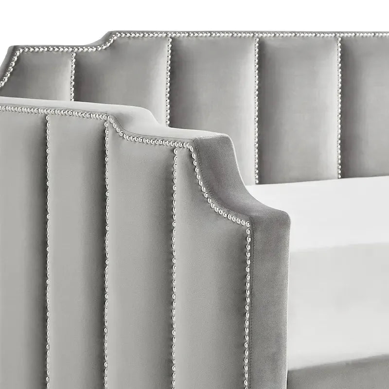 iNSPIRE Q Modern Chareau Glam Grey Velvet Daybed - image 5