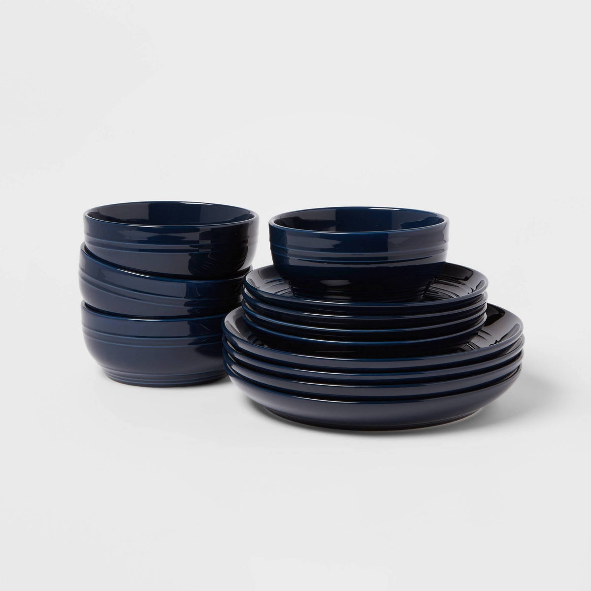 12pc Stoneware Westfield Dinnerware Set Navy - Threshold - image 1