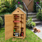 63" Wood Outdoor Storage Shed Lockable Garden Tools Storage Cabinet with 5 Shelves, Galvanized Sheet Roof - image 18