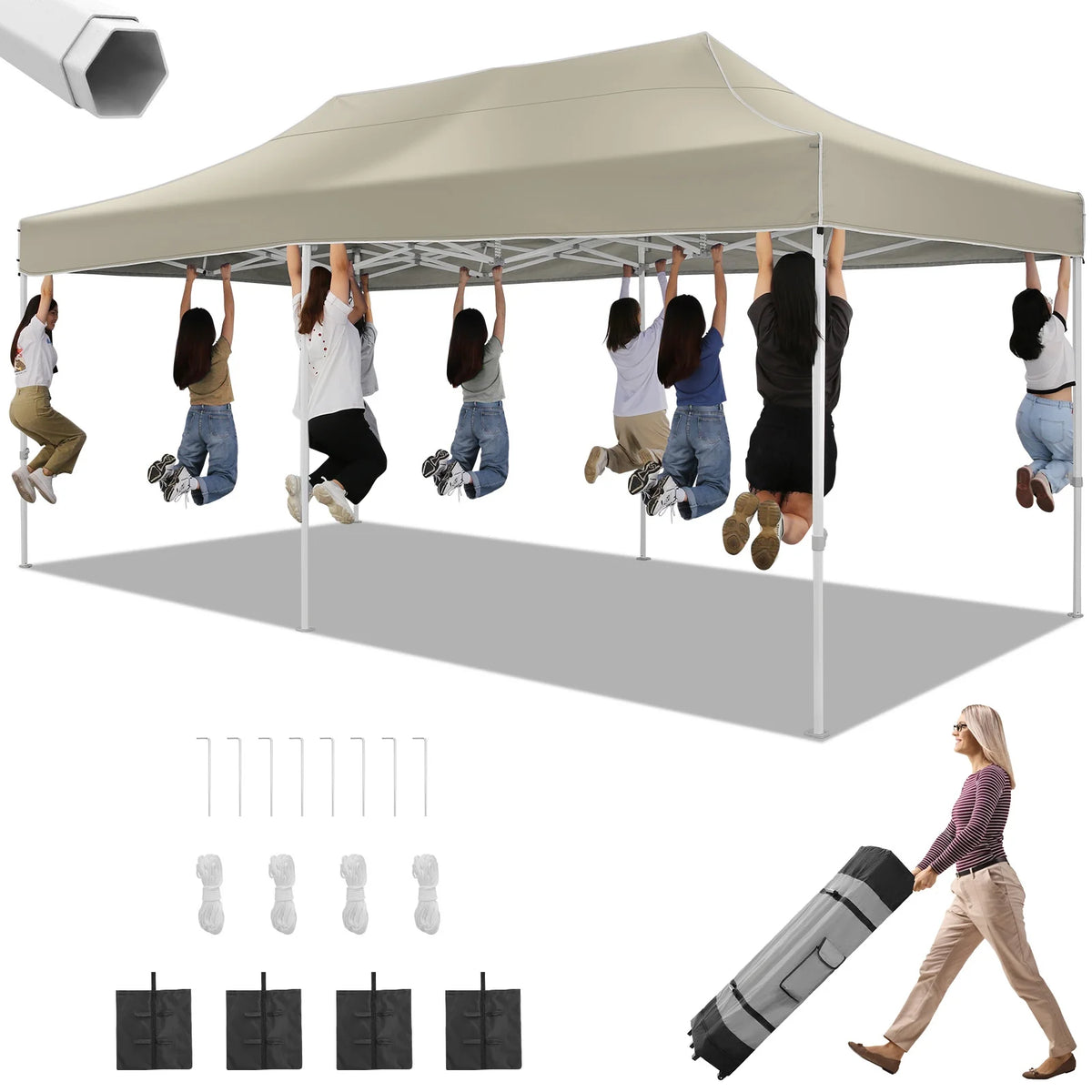 HOTEEL 10x15 Heavy Duty Canopy Tent ,Pop up Canopy for Parties Wedding,Commercial Easy up Gazebo with Roller Bag,UV 50+ &,White - image 28