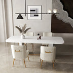 SEYNAR Set of 4 Modern Glam Boucle Velvet Dining or Vanity Chairs with Rear Handle - image 2