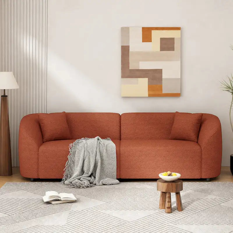 87.5 Boucle Curved 3-Seater Sofa with Sculptural Ergonomics - image 10