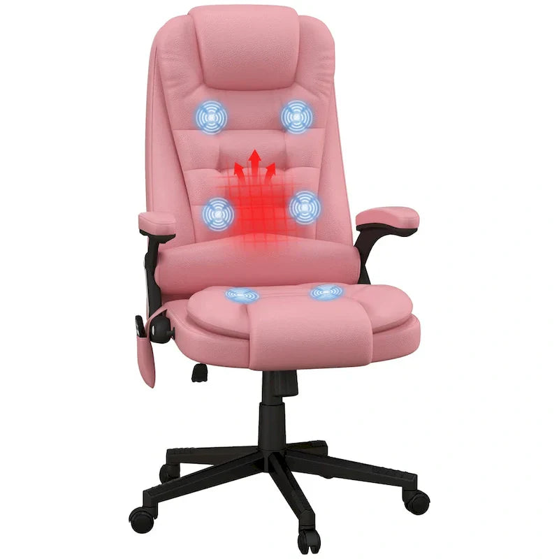 HOMCOM High Back Massage Office Chair with 6 Vibration Points and Heated Recline - PU Leather Computer Chair - image 3