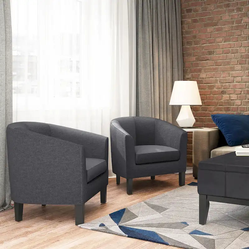 Modern Tub Accent Chair with Upholstered Seat and Wooden Legs - image 19