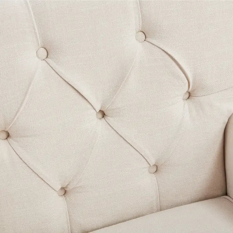 Set of 2 Arm Chair Upholstered Button Tufted Accent Chair with Lumbar Pillow Beige/ Grey/ Light Blue - image 27