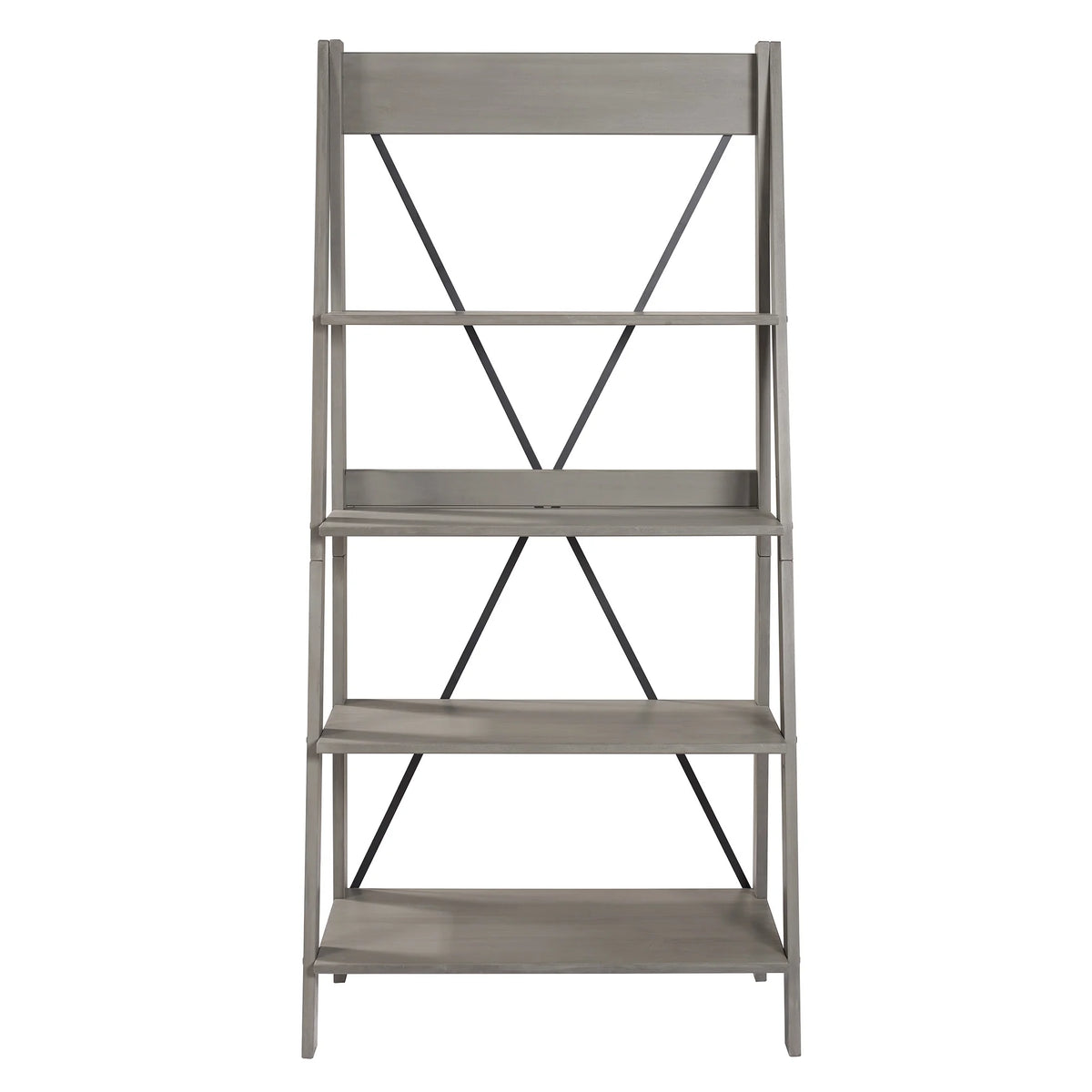 Walker Edison Solid Wood 4-Shelf Ladder Bookshelf, Brown - image 25