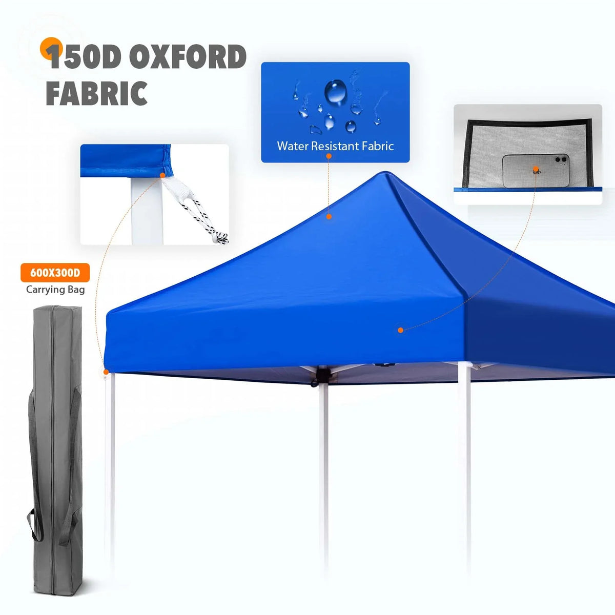 EAGLE PEAK 5x5 Pop up Canopy Tent Instant Outdoor Canopy Easy Set - up Straight Leg Folding Shelter（blue） - image 12