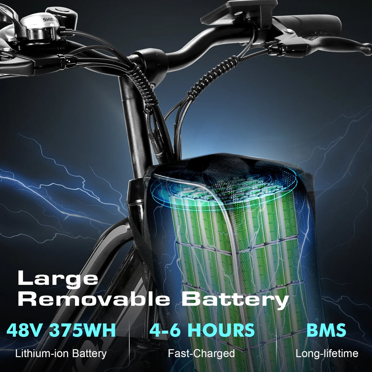 Vivi Electric Bike 26" City Commuter Electric Bike 48V 500W Step - Through Electric Bike 19.8MPH Electric Cruiser - image 26