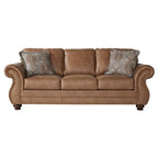 Roundhill Furniture Leinster Brown Fabric Sofa and Loveseat with Nailhead Trim - image 2