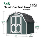 Little Cottage Co. 8x8 Classic Gambrel Barn with 4 ft. Sidewalls, Outdoor Wood Storage Shed Do-It-Yourself Precut Kit - image 3