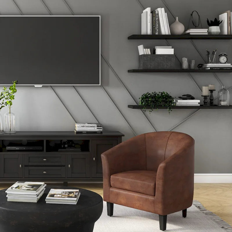 Modern Tub Accent Chair with Upholstered Seat and Wooden Legs - image 26