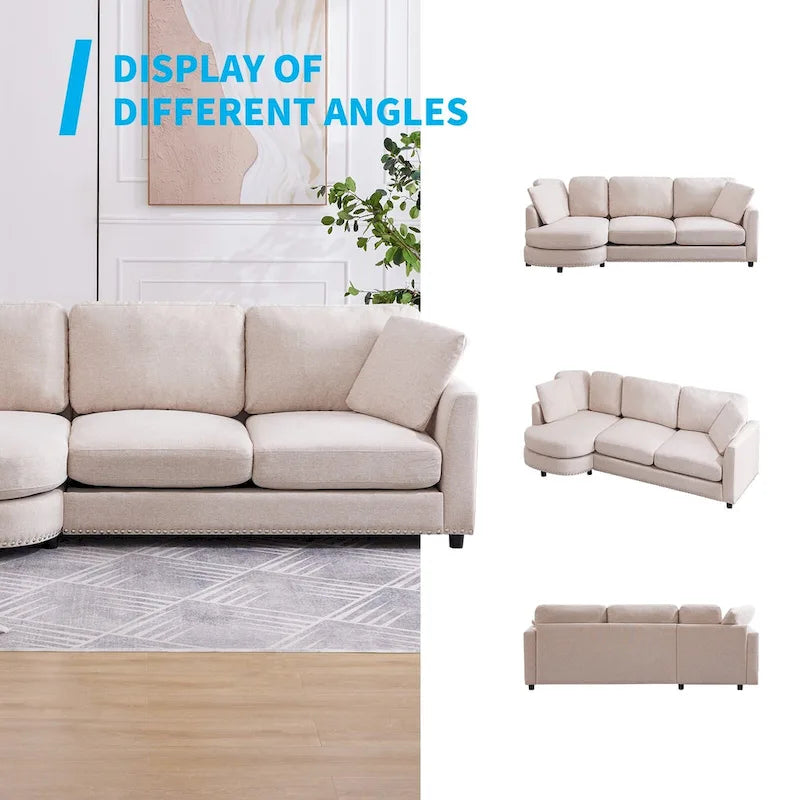 L Shape Sectional Sofa with Chaise and Cushioned Seating - image 3