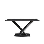 63-Inch Contemporary Dining Table with Slate Stone Surface and Metal Legs, Marble Finish - image 34