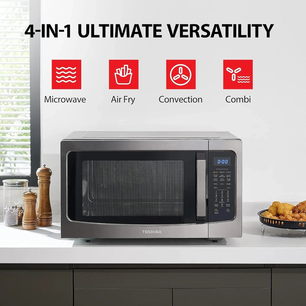 TOSHIBA 4-in-1 ML-EC42P(SS) Countertop Microwave Oven, Smart Sensor, Convection, Air Fryer Combo, Mute Function, Position Memory 13.6" Turntable, 1.5 Cu Ft, 1000W, Silver - image 3