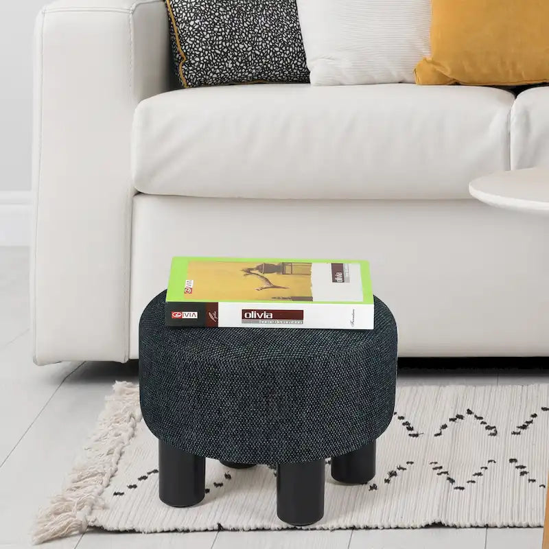 Adeco Modern Velvet Round Ottoman Footrest Stool with Padded Seat - image 6