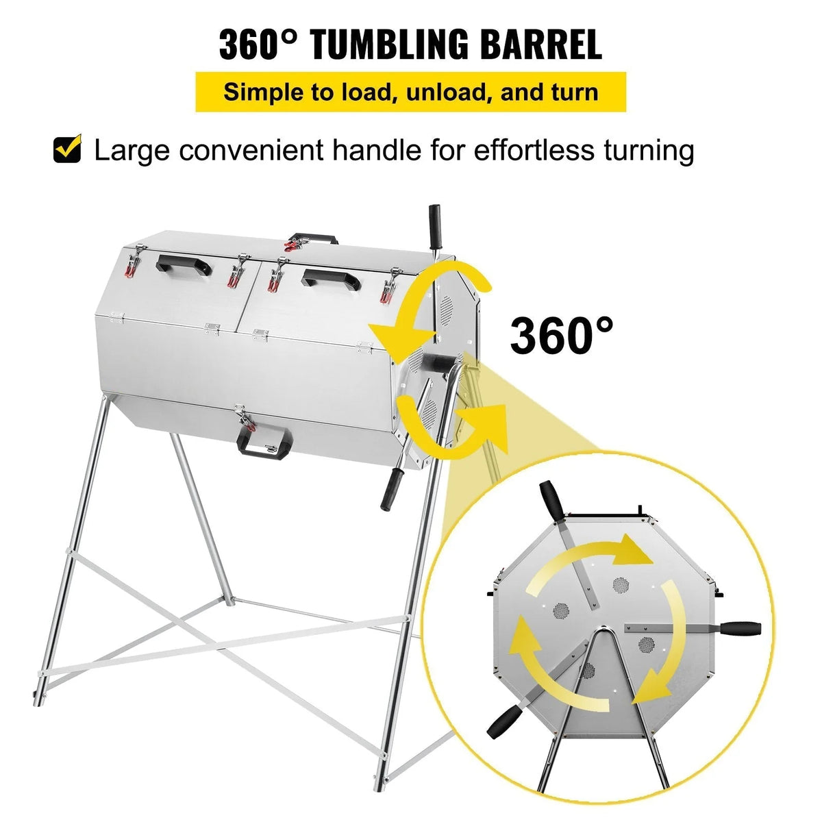 Premium 33 Gallon Steel Outdoor Compost Tumbler Bin With Dual-Chamber - image 5