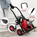 Telyswee Drain Cleaner Machine 100ft x 1/2inch Auto-feed Electric Drain Auger for 1in to 4in Pipes, w/ 8 Cutters & Air-activated Foot Switch, 250W/370W 1700RPM Drain Sewer Snake Drain Auger Cleaner - image 2