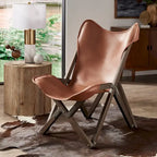 Cantu Authentic Top Grain Leather Tripolina Sling Chair by iNSPIRE Q Modern - image 1