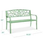 Best Choice Products Outdoor Steel Bench Garden Patio Porch Furniture W/ Floral Design Backrest - Black - image 55