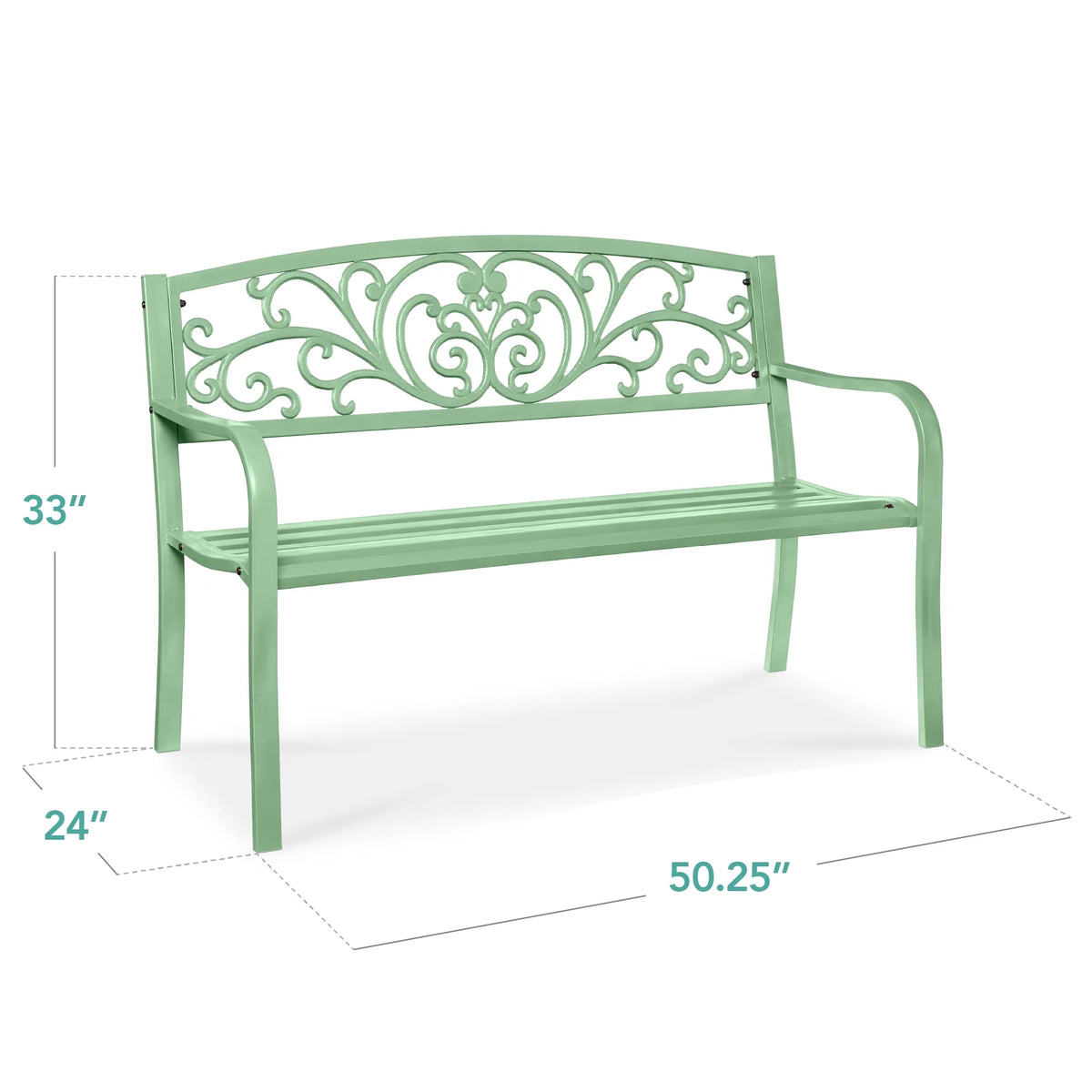 Best Choice Products Outdoor Steel Bench Garden Patio Porch Furniture W/ Floral Design Backrest - Black - image 55