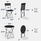 Best Choice Products 3-Piece Small Bistro Set, Folding Patio Furniture Set of 2 Chairs and Table - Black - image 5