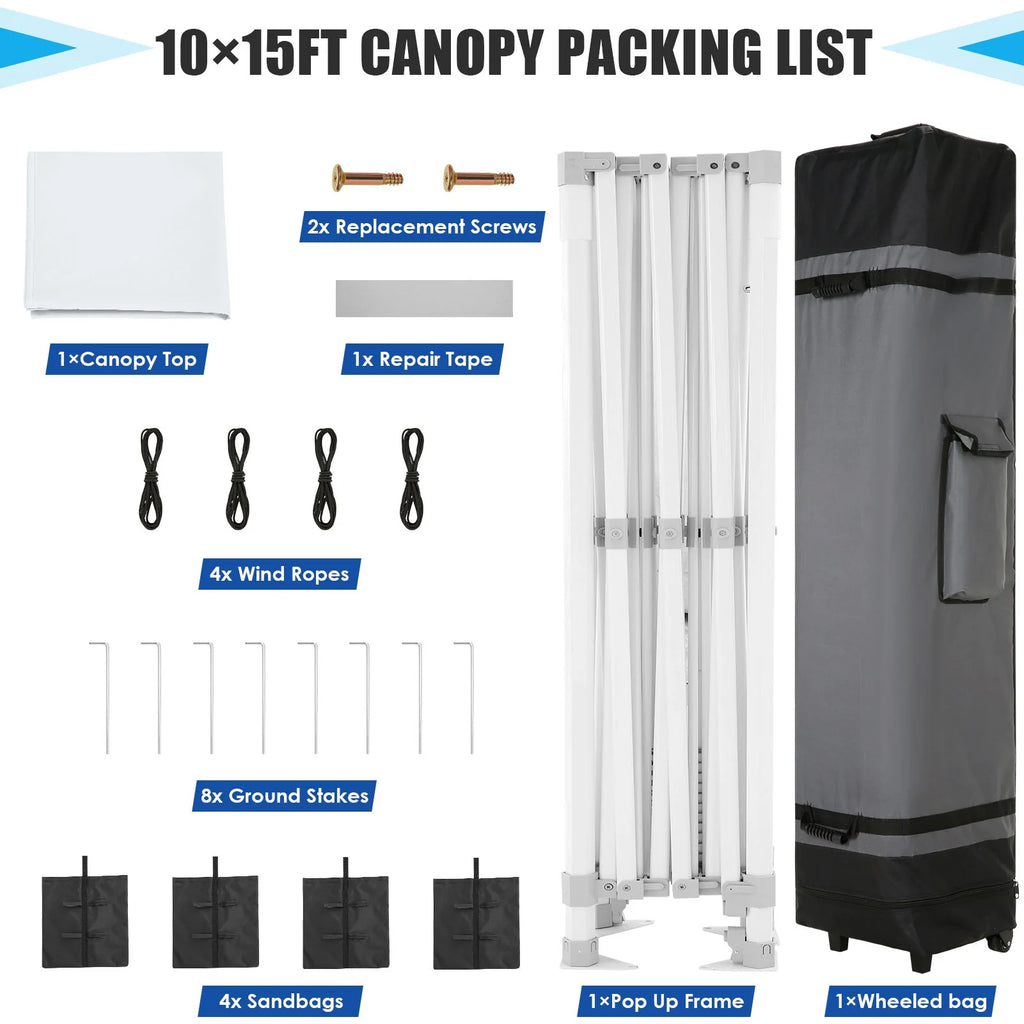HOTEEL 10x15 Heavy Duty Canopy Tent ,Pop up Canopy for Parties Wedding,Commercial Easy up Gazebo with Roller Bag,UV 50+ &,White - image 14